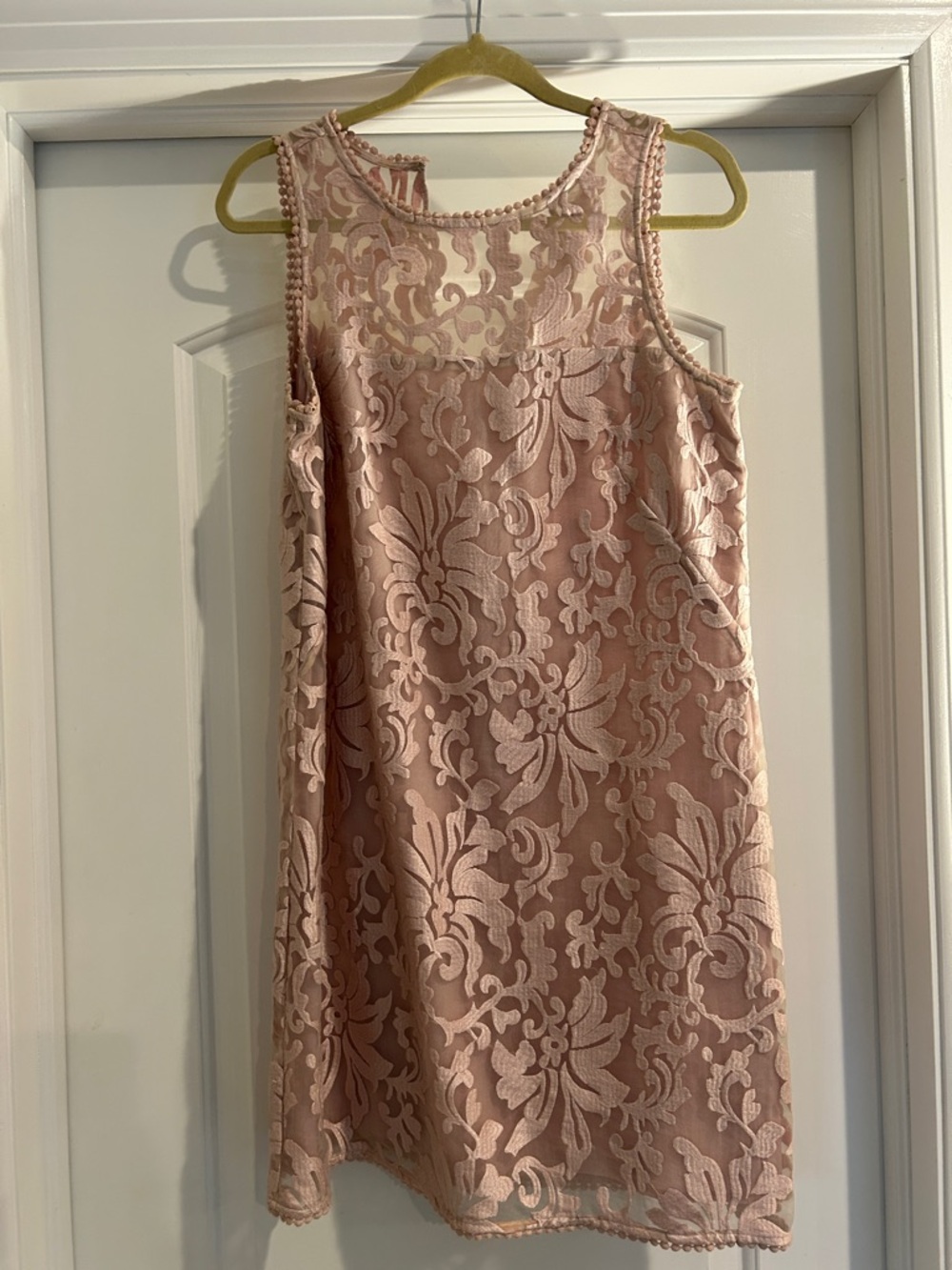 Ann Taylor Blush Pink Lace Shift Dress